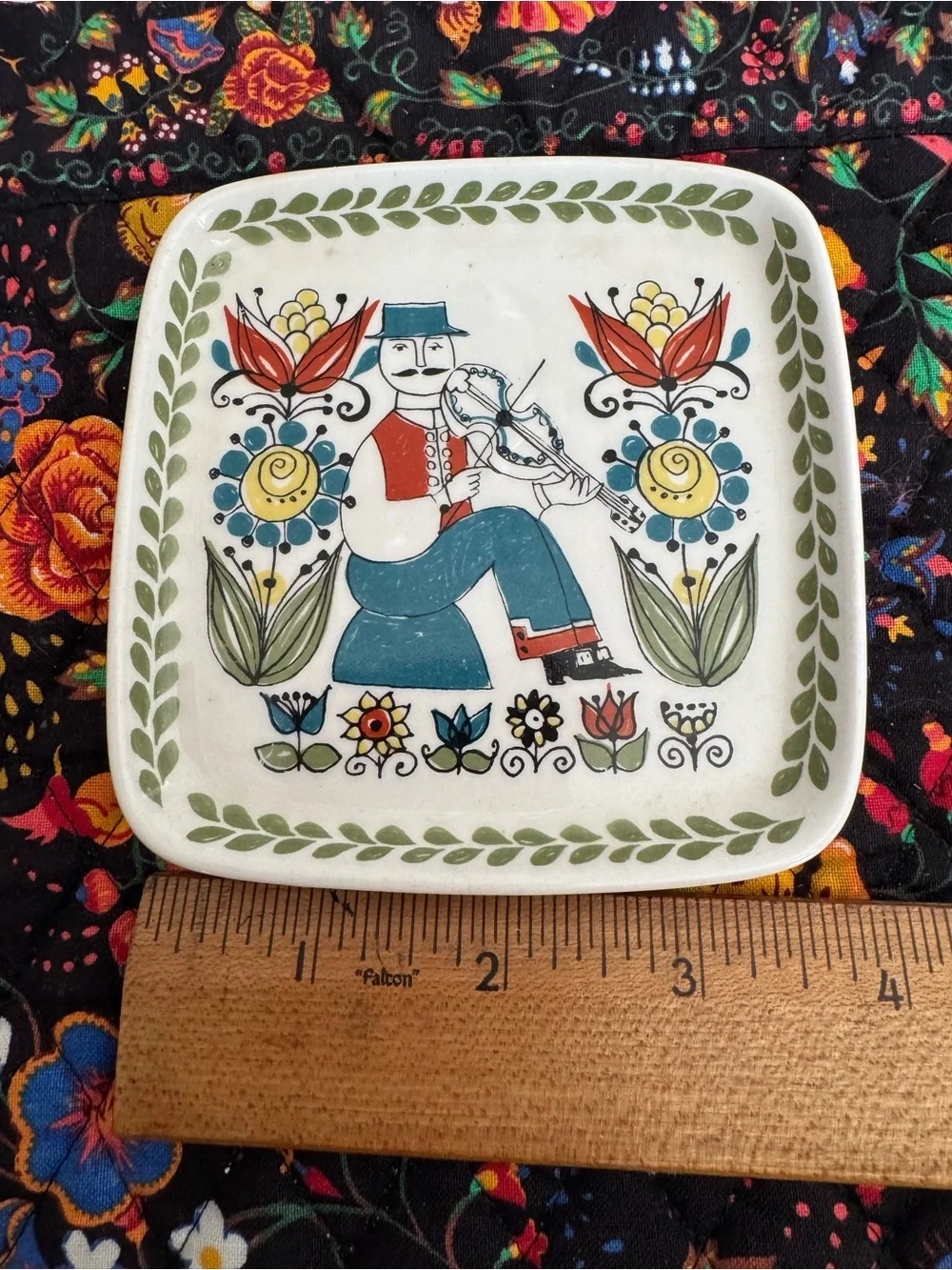 Vintage SAGA Figgio Flint Norway Norsk Design 4” x 4” Trinket Dish Wall Hanging